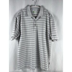 Men's Izod Xtreme Function Golf Polo Size Lg Grey Striped Fathers Day